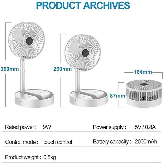 Rechargeable AC DC Table Wall Fan | Portable USB Fan with Adjustable Speed