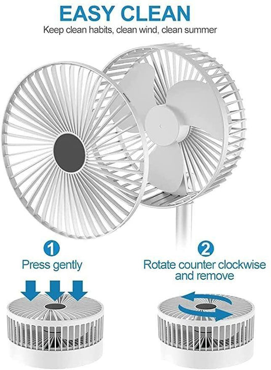Rechargeable AC DC Table Wall Fan | Portable USB Fan with Adjustable Speed