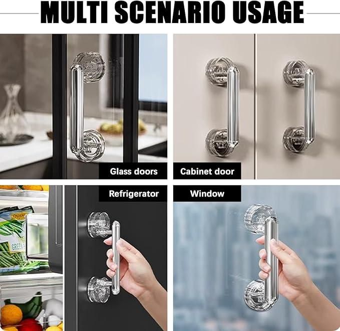 Crystal Suction Door Handle – Waterproof Strong Grip Bathroom Handle