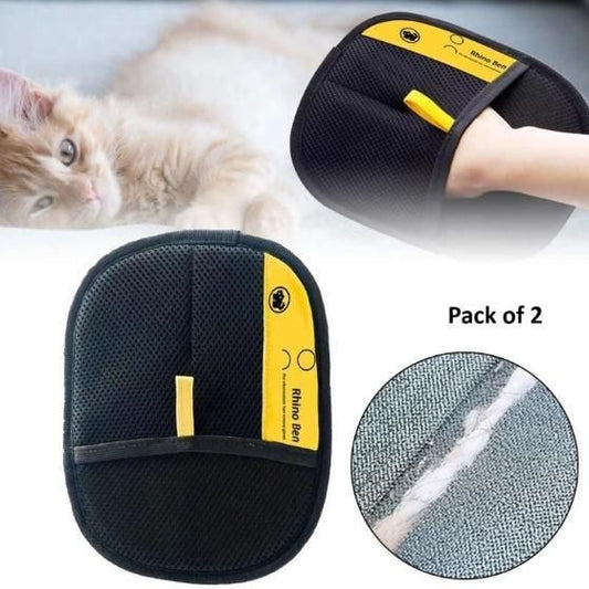 Pet Hair Removal Gloves (Pack of 2) – Double Sided Fur Cleaning Gloves